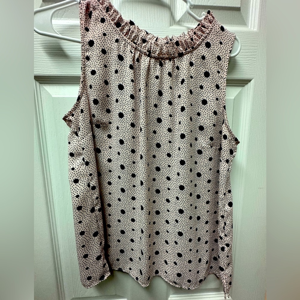 Talbots MP Light pink with navy spots top